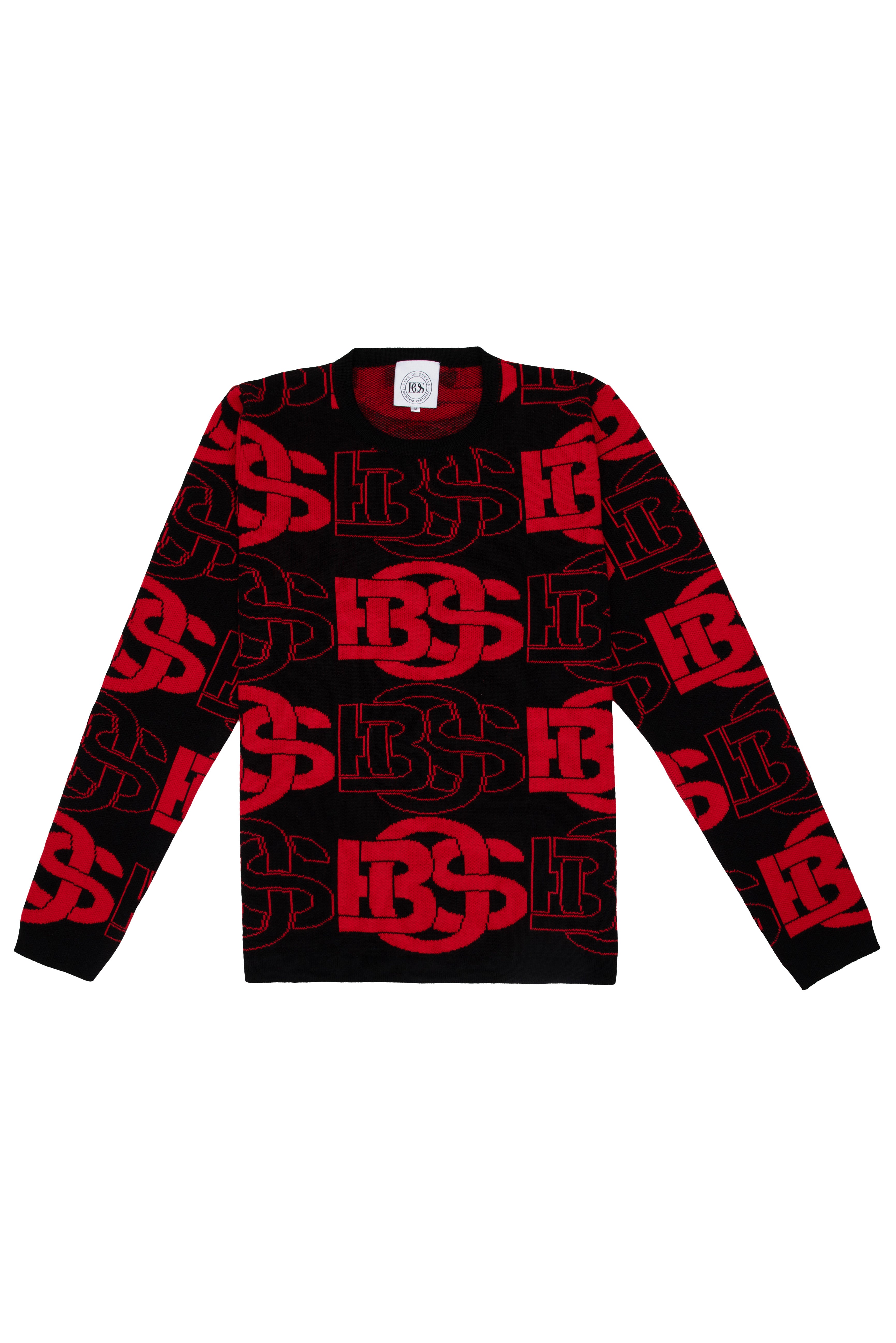 BOS Monogram Crewneck Jumper (Black & Red)