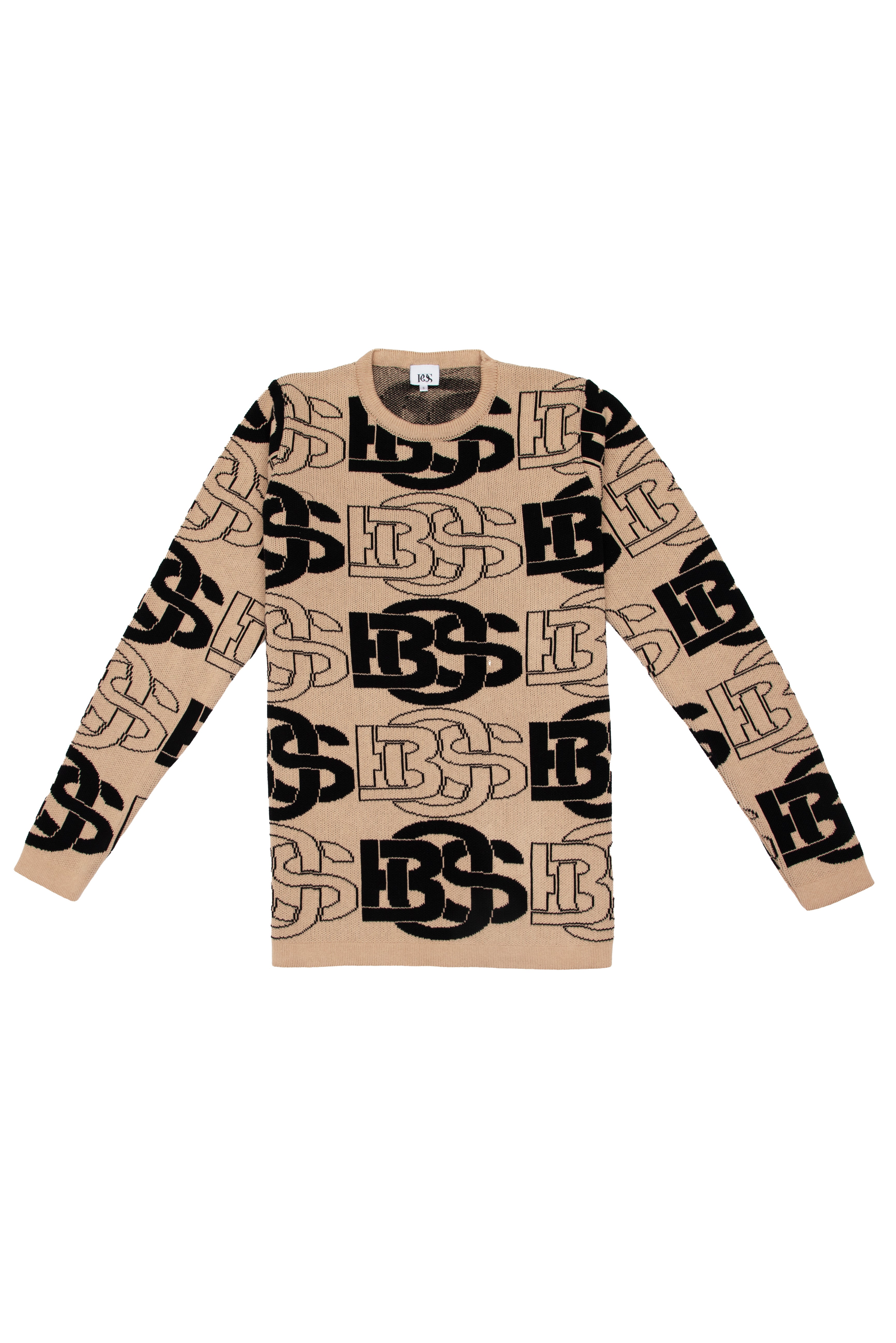 BOS Monogram Crewneck Jumper (Beige & Black)