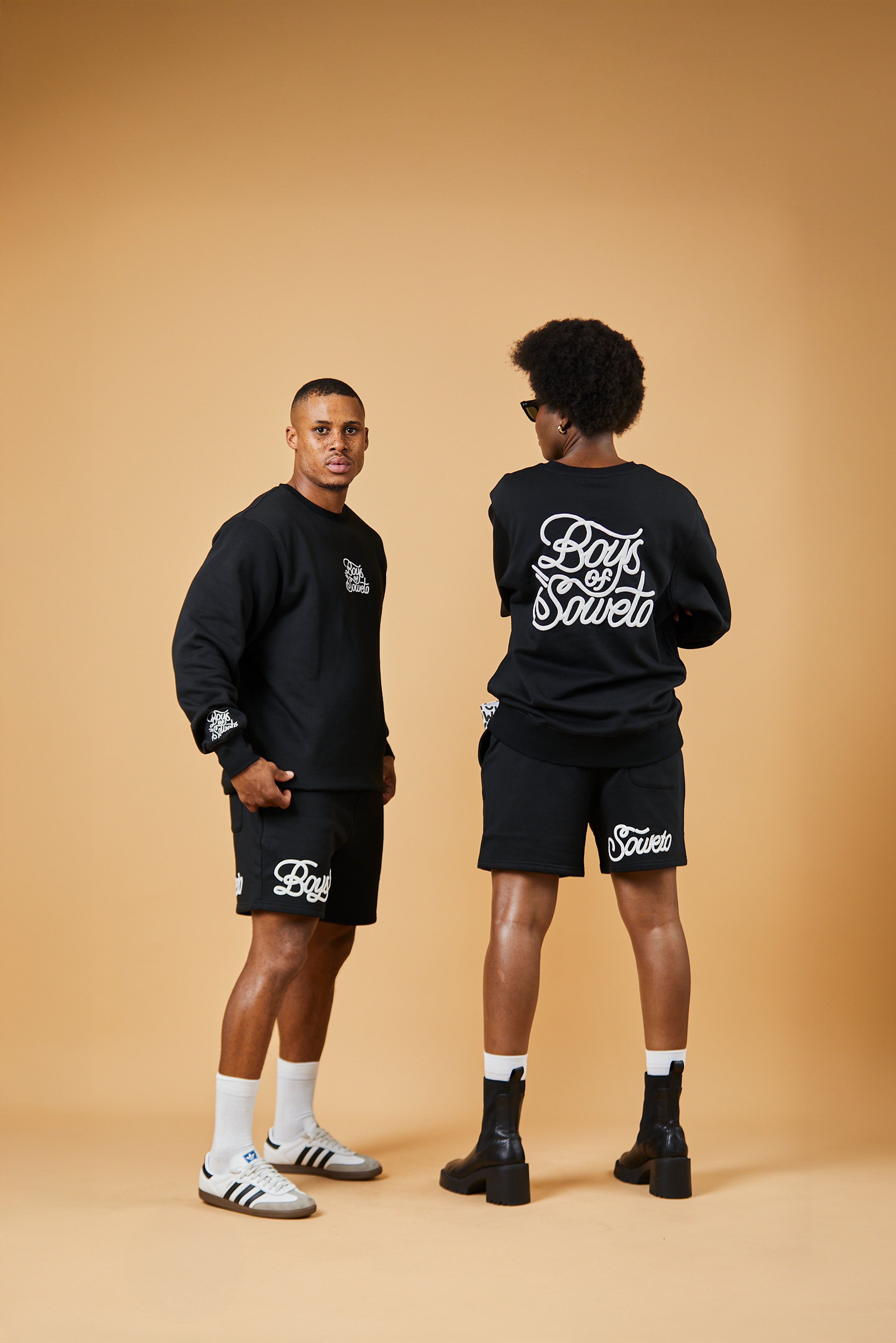 Puff Print Tracksuit Shorts - Black