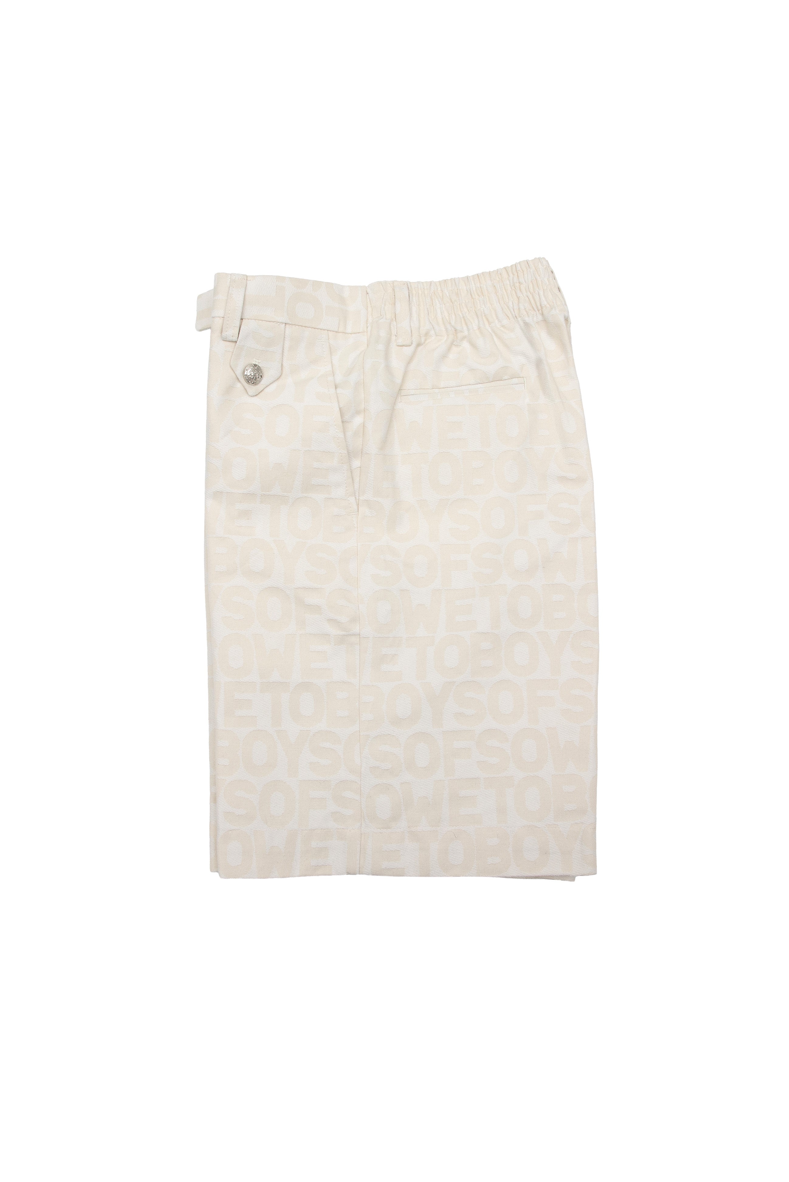 Box cut Oversized Monogram Shorts - Ivory