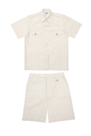 Box cut Oversized Monogram Shirt - Ivory