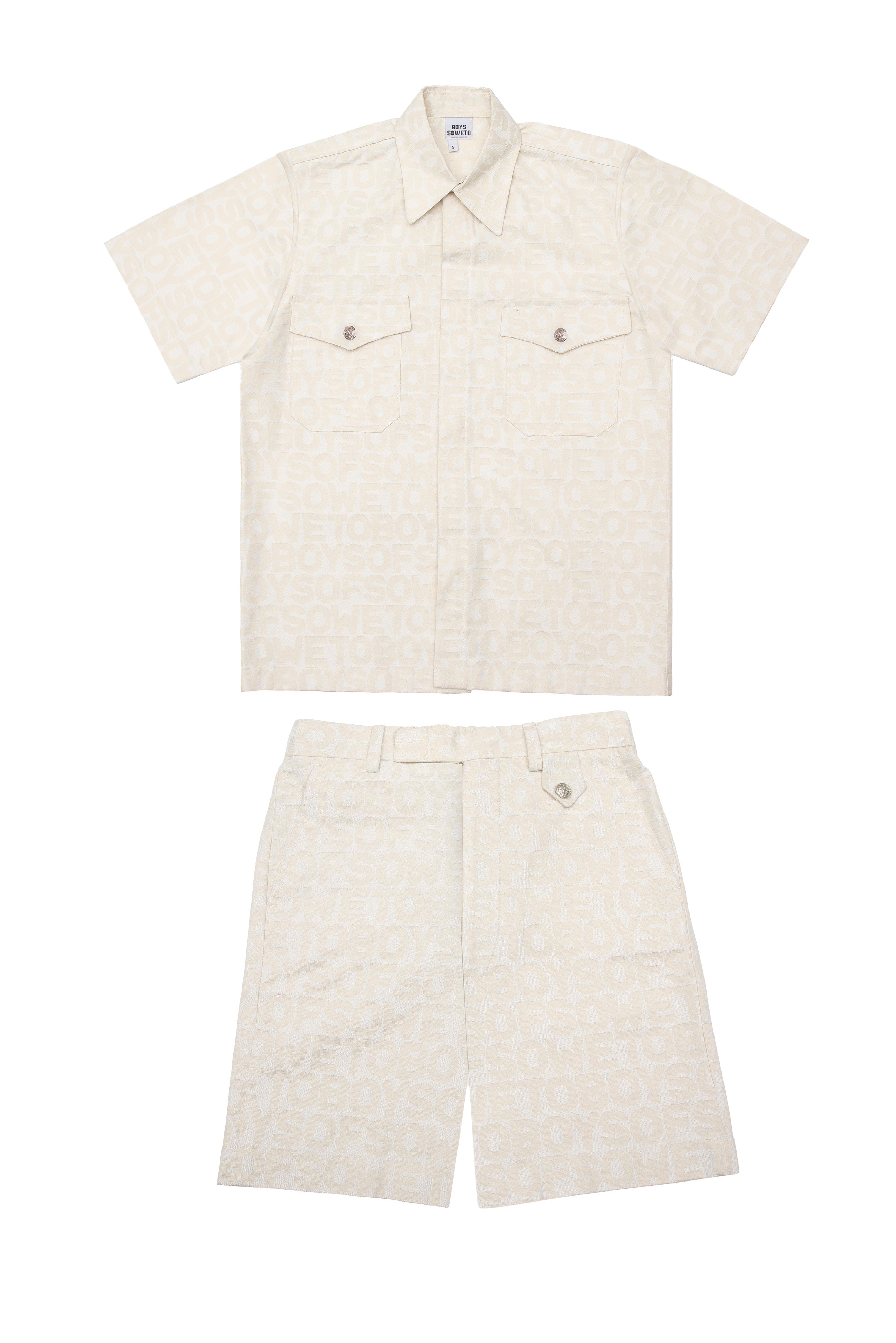 Box cut Oversized Monogram Shirt - Ivory