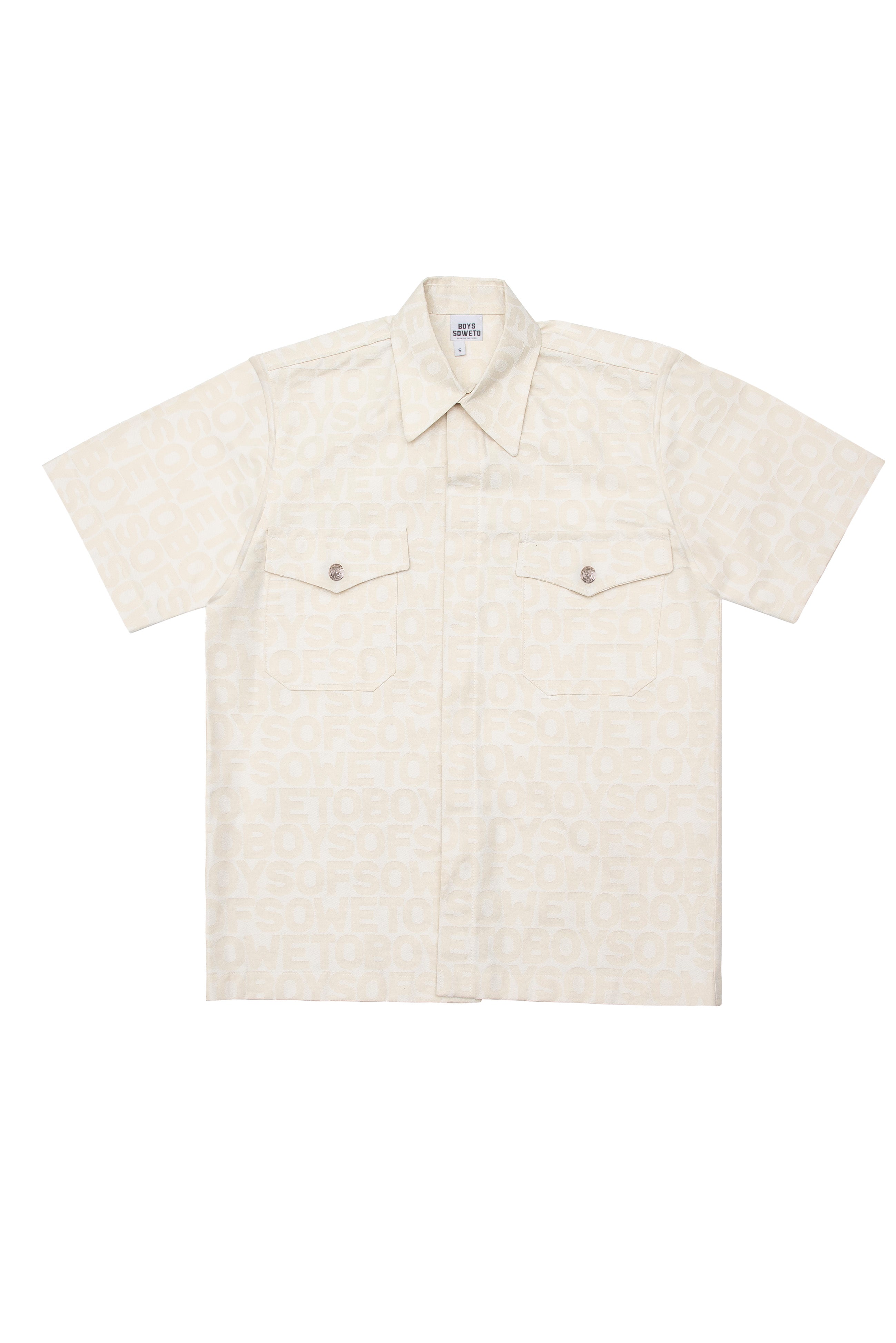 Box cut Oversized Monogram Shirt - Ivory