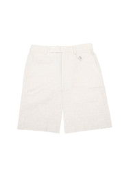 Box cut Oversized Monogram Shorts - Ivory