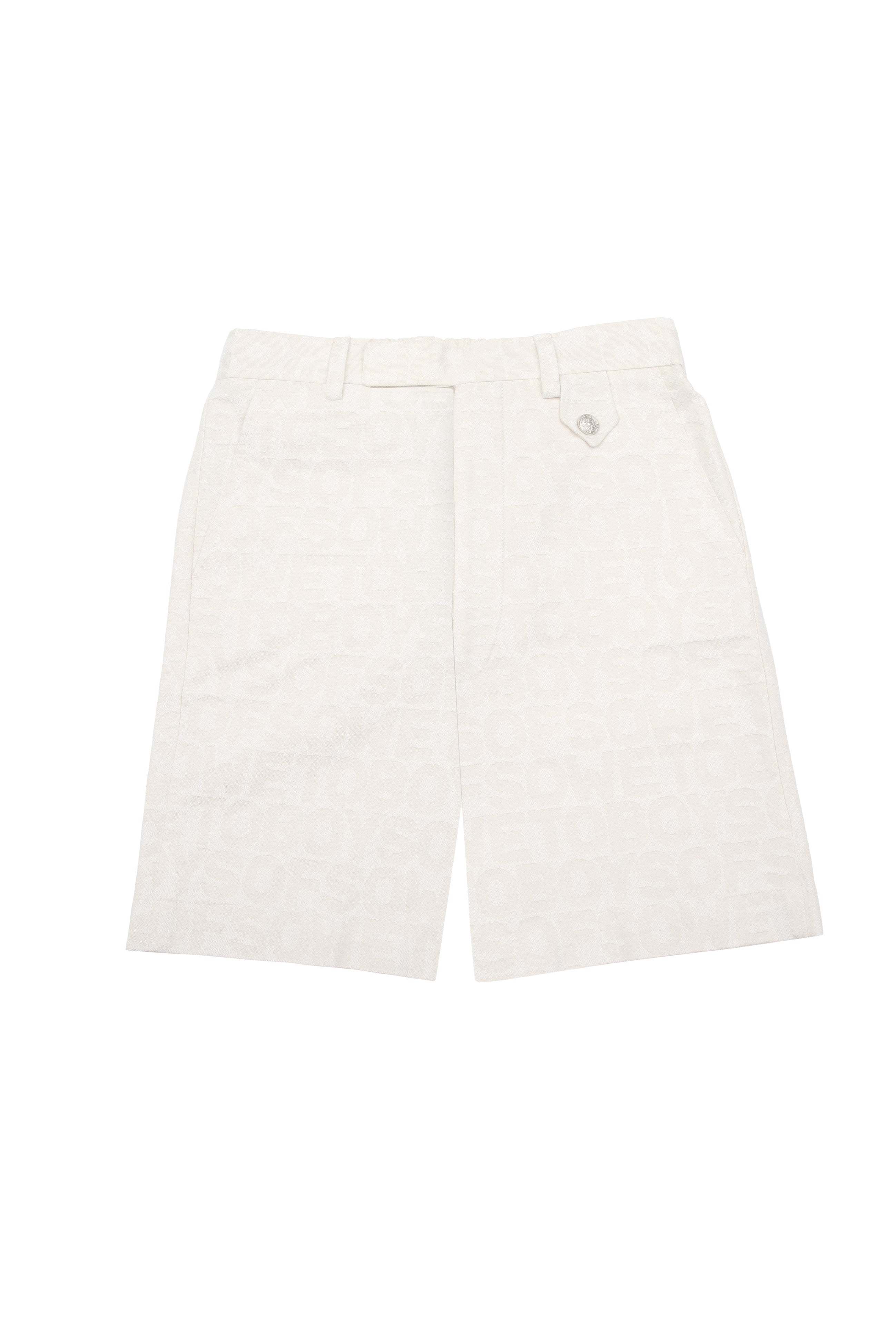 Box cut Oversized Monogram Shorts - Ivory