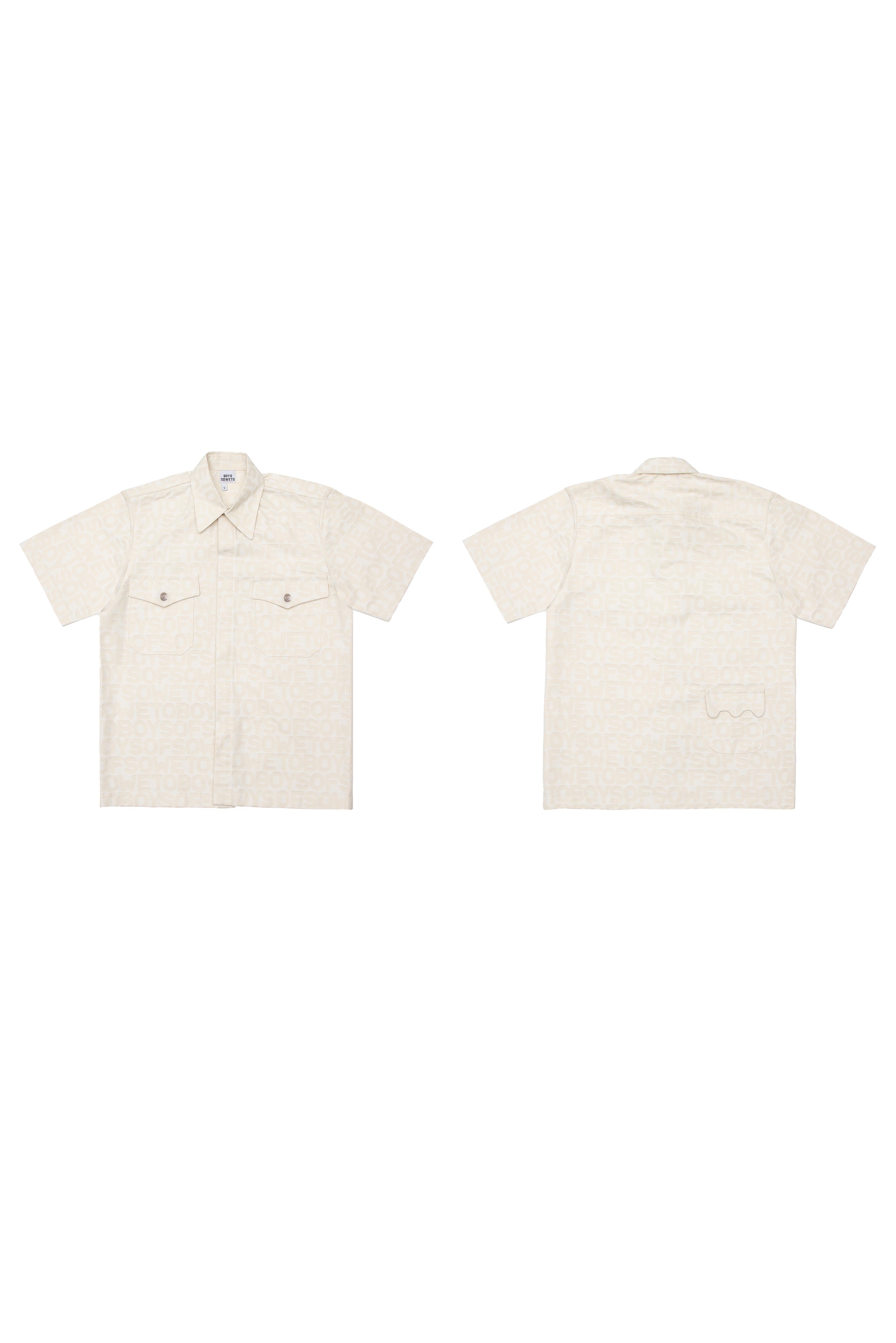 Box cut Oversized Monogram Shirt - Ivory