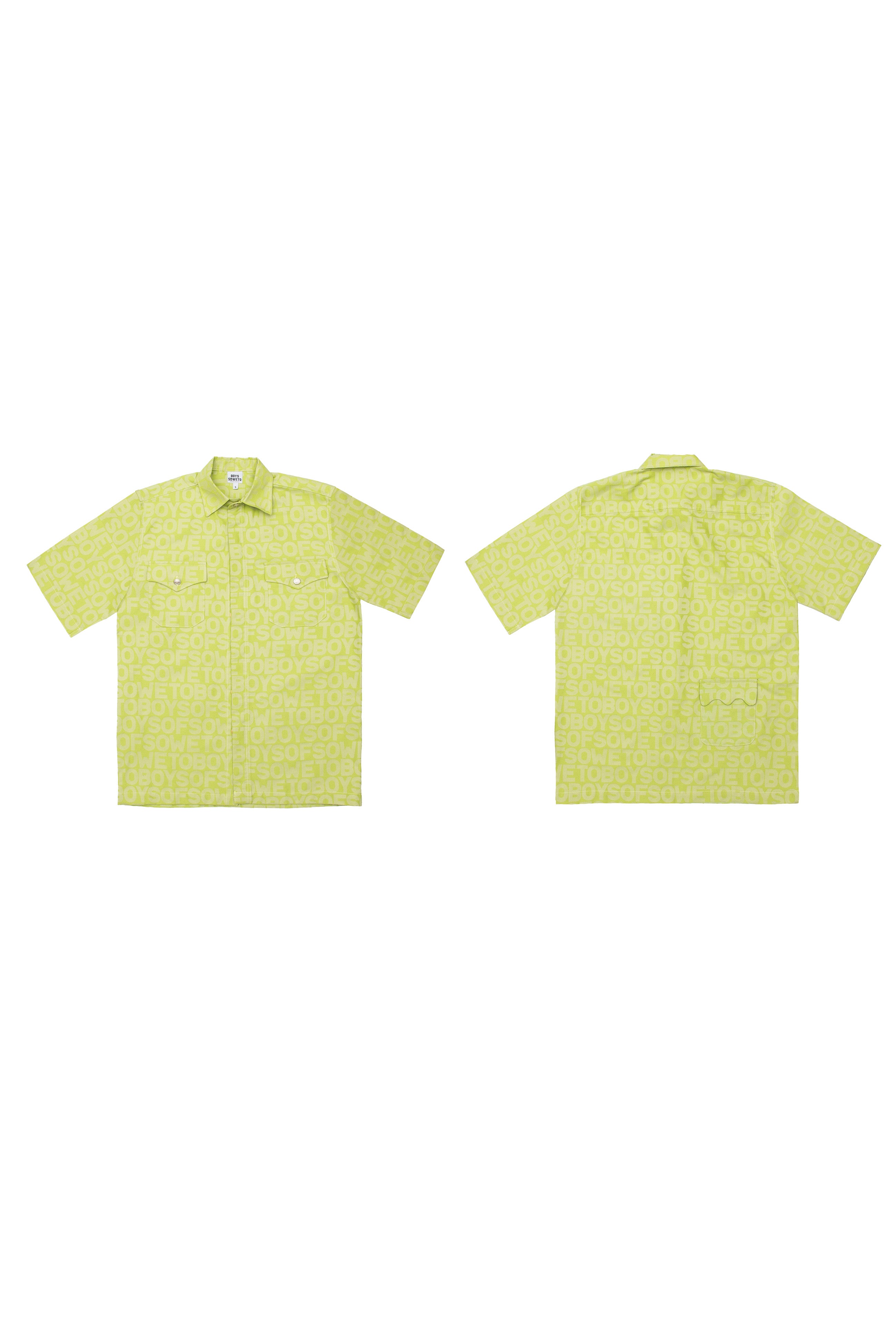 Box cut Oversized Monogram Shirt - Lime Green