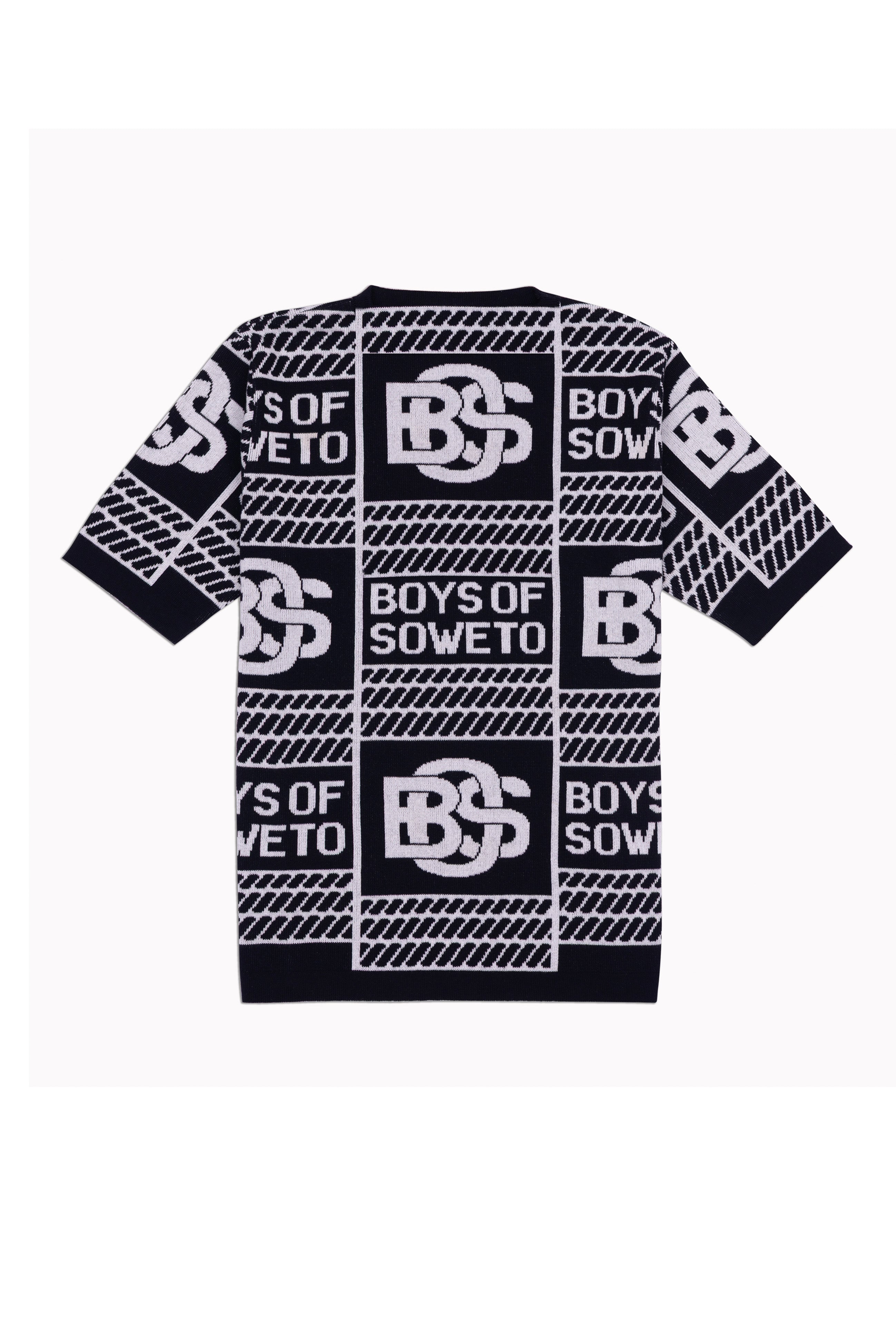 Print Pattern Crew Neck T-shirt - Black & White
