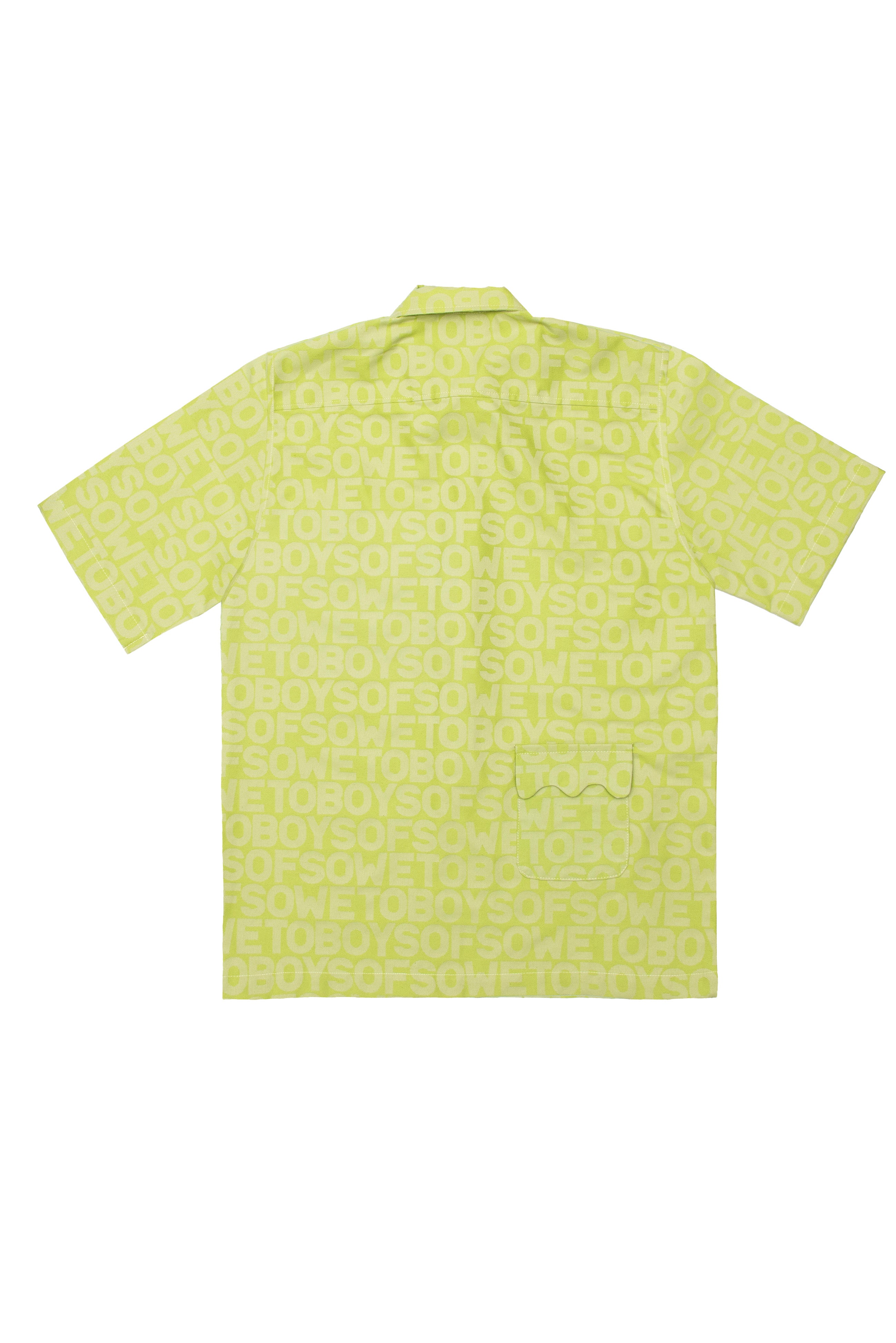 Box cut Oversized Monogram Shirt - Lime Green