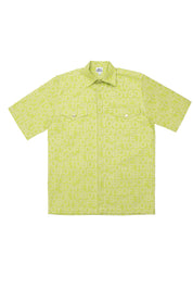 Box cut Oversized Monogram Shirt - Lime Green