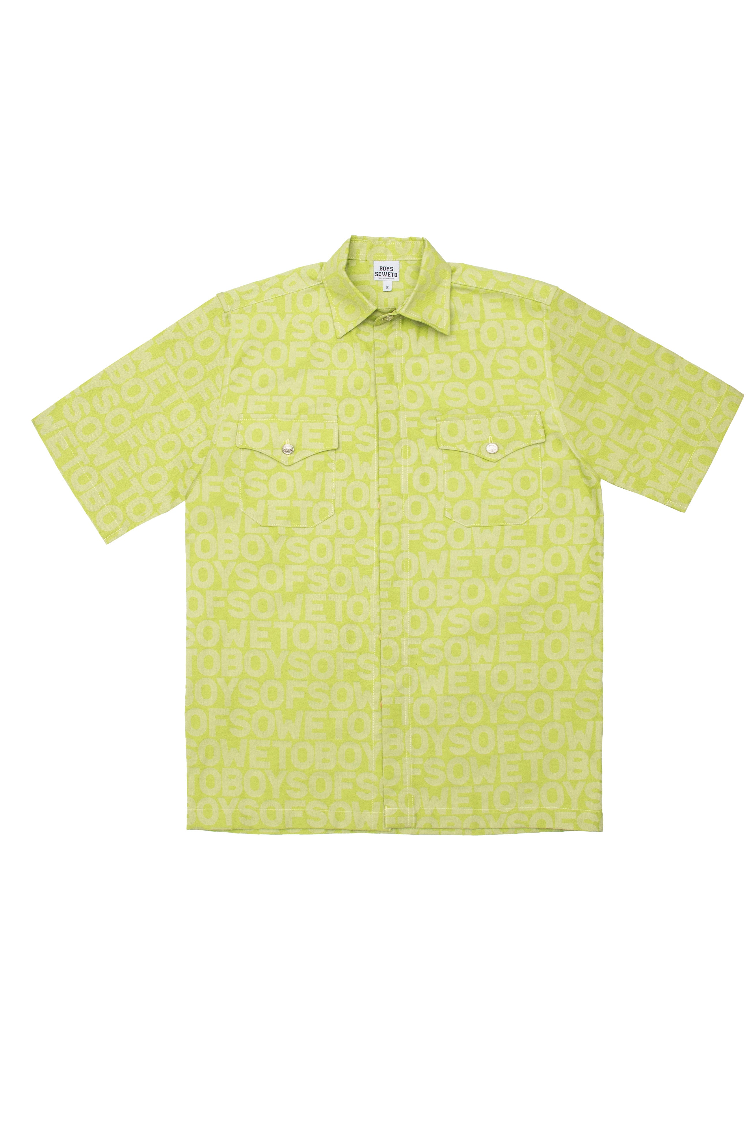 Box cut Oversized Monogram Shirt - Lime Green