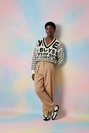 Eyetest V-neck Jumper - White & Black