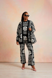 LDS BOS Pattern Bootcut Pants - Black & White