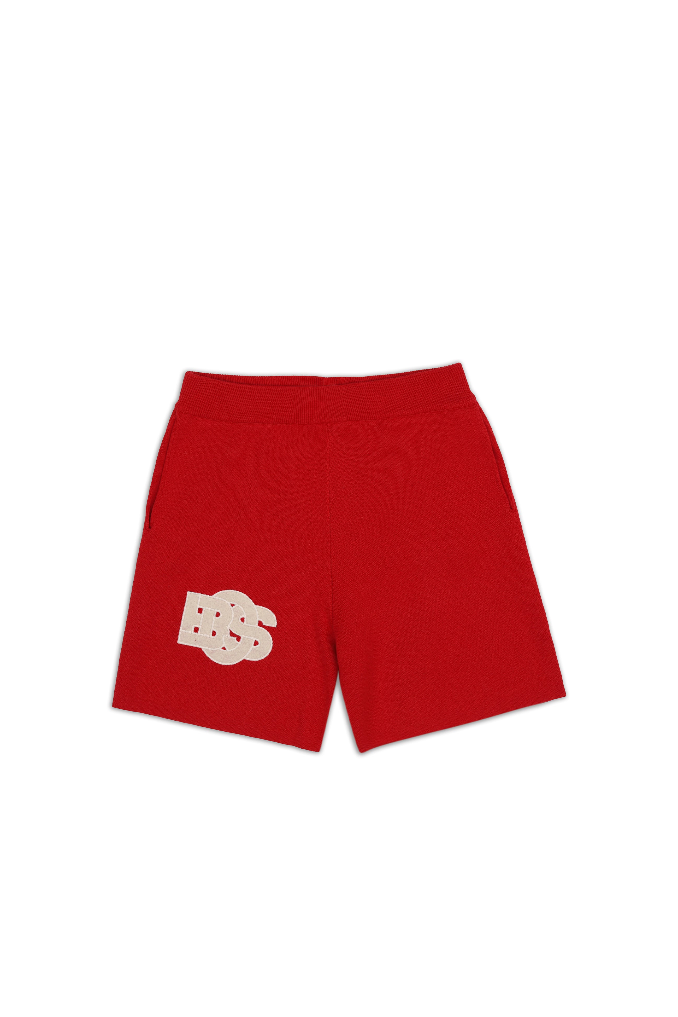 Retro Knit Shorts - Red & Ecru