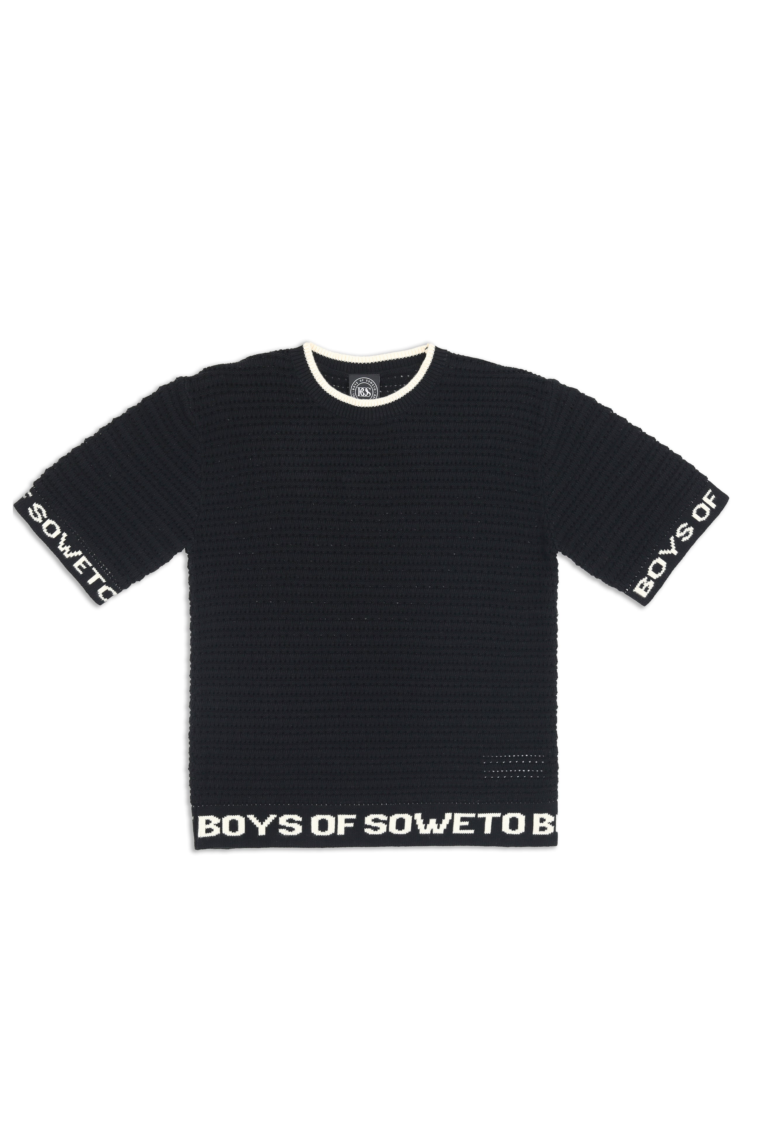 Crochet Crew Neck Top - Black