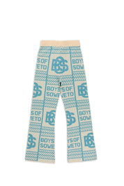 LDS BOS Pattern Bootcut Pants -  Ecru & Blue