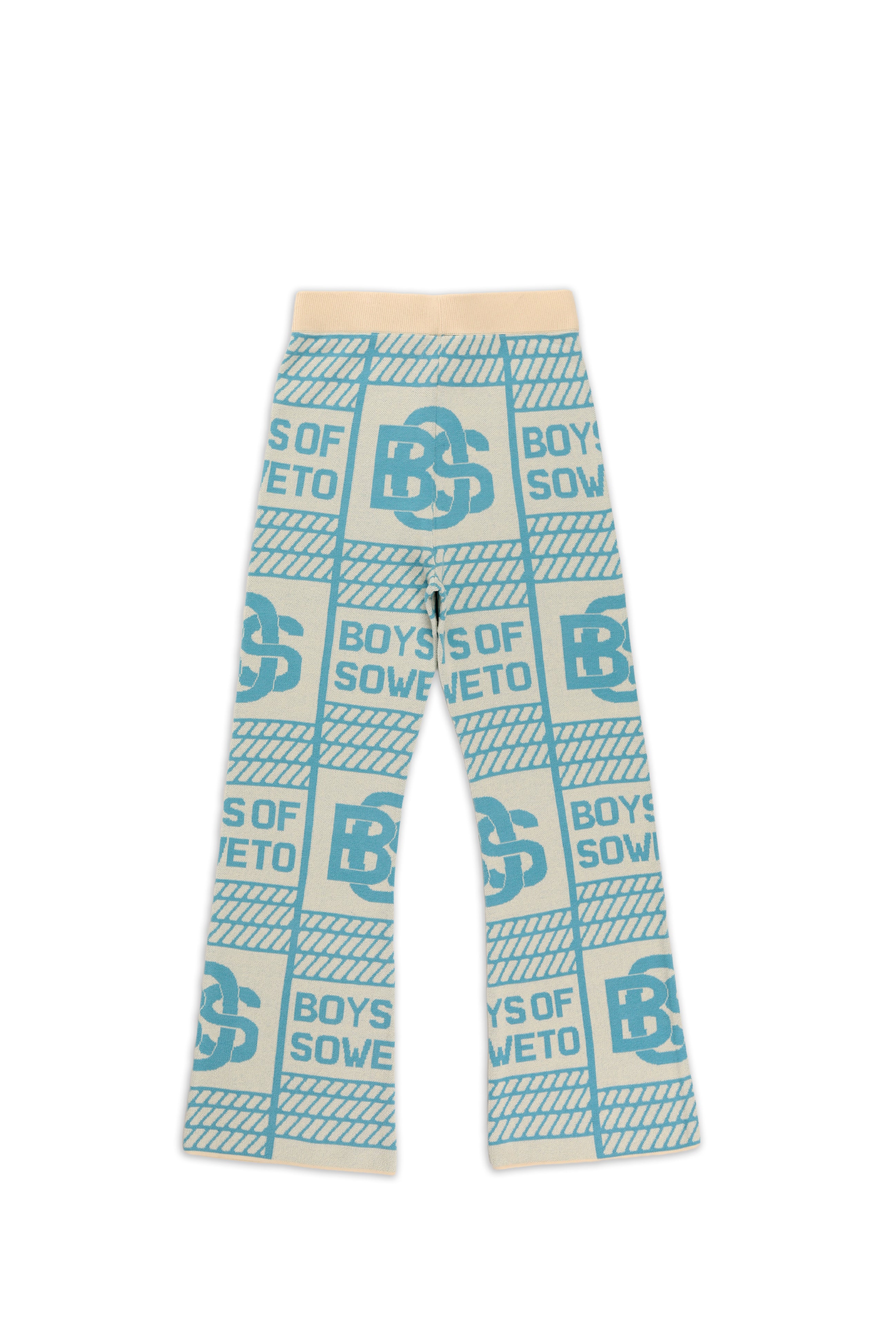 LDS BOS Pattern Bootcut Pants -  Ecru & Blue