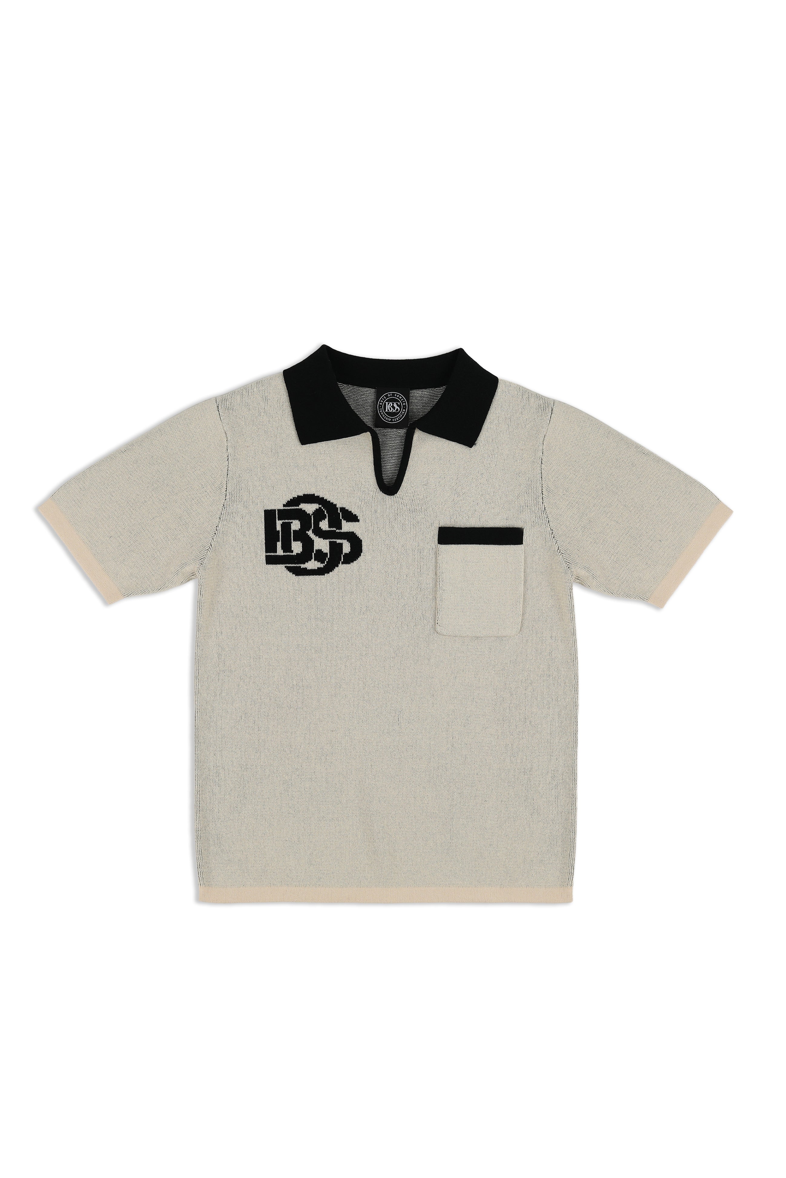 Retro V-Neck Golf T-shirt - Ecru & Black
