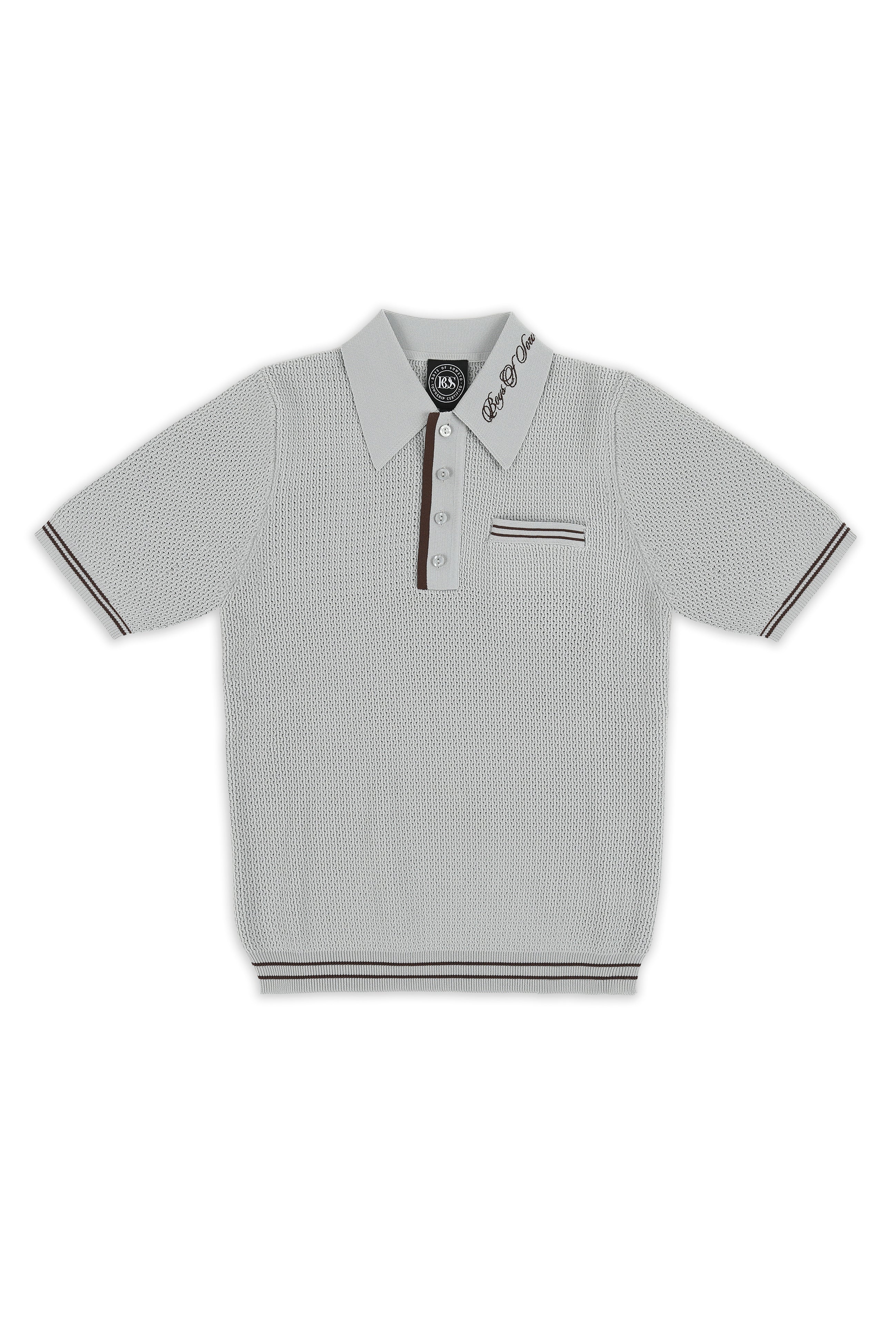 Jecquard Retro Golf T-shirt - Grey