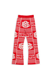 LDS BOS Pattern Bootcut Pants - Red & Ecru
