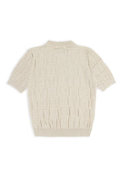Embossed Crewneck Knit t-shirt - Ecru