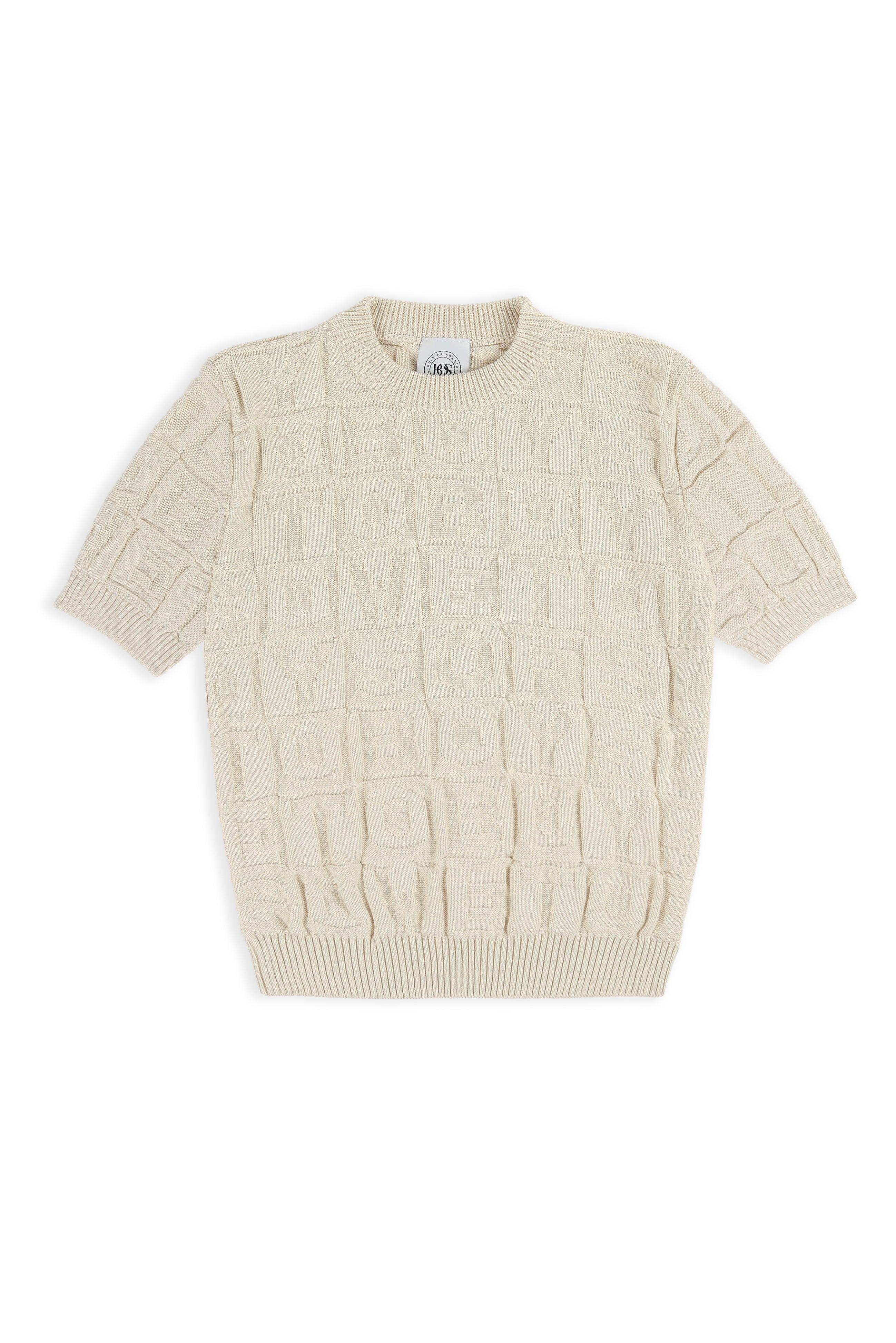 Embossed Crewneck Knit t-shirt - Ecru