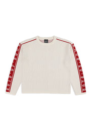 Cozy Knitwear Top - Ecru & Red