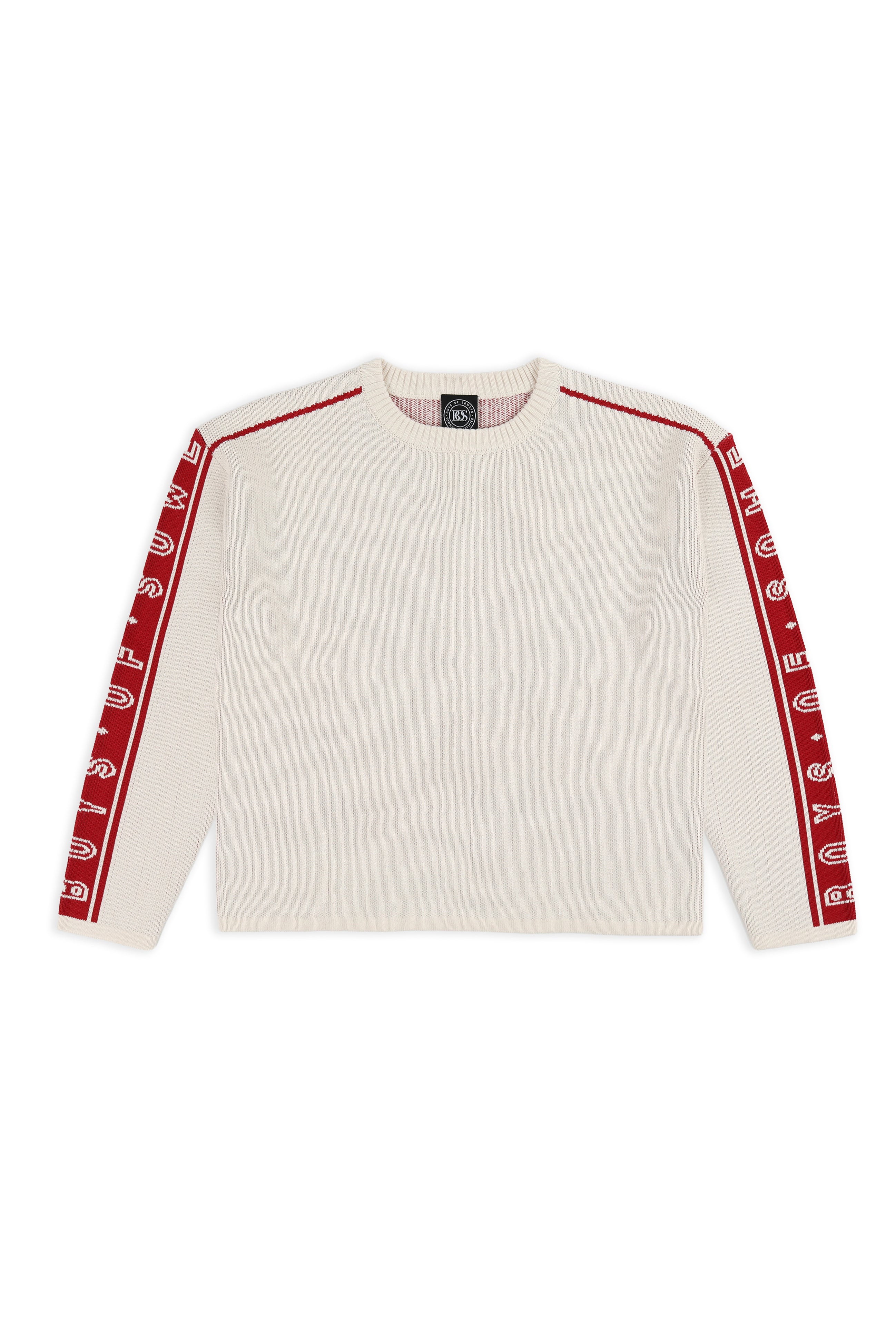 Cozy Knitwear Top - Ecru & Red