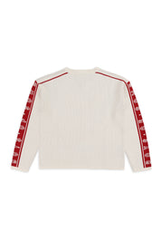 Cozy Knitwear Top - Ecru & Red
