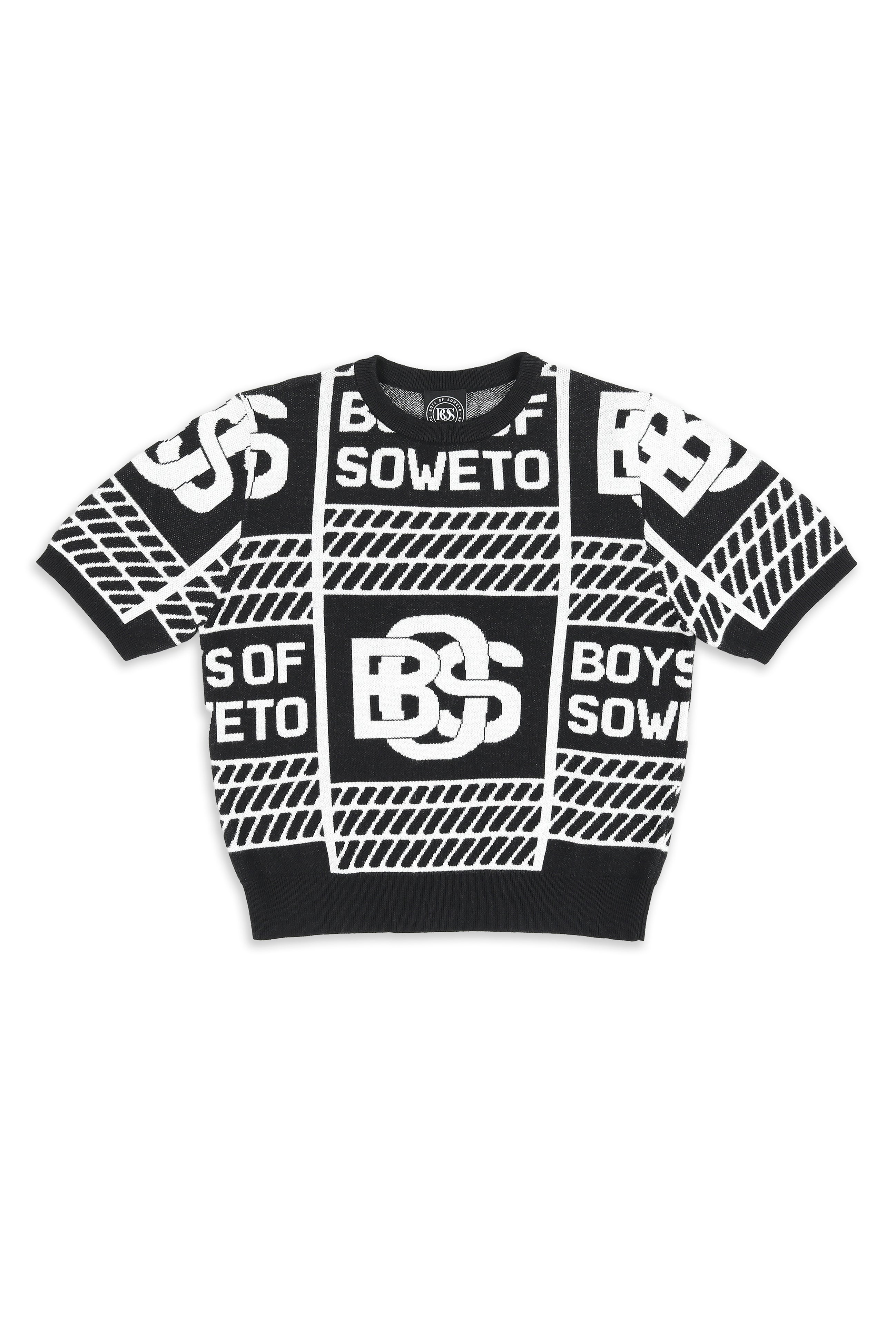 LDS BOS Pattern Crewneck Top - Black & White
