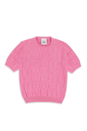 Embossed Crewneck Knit t-shirt - Pink