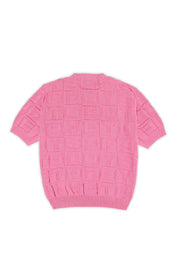 Embossed Crewneck Knit t-shirt - Pink