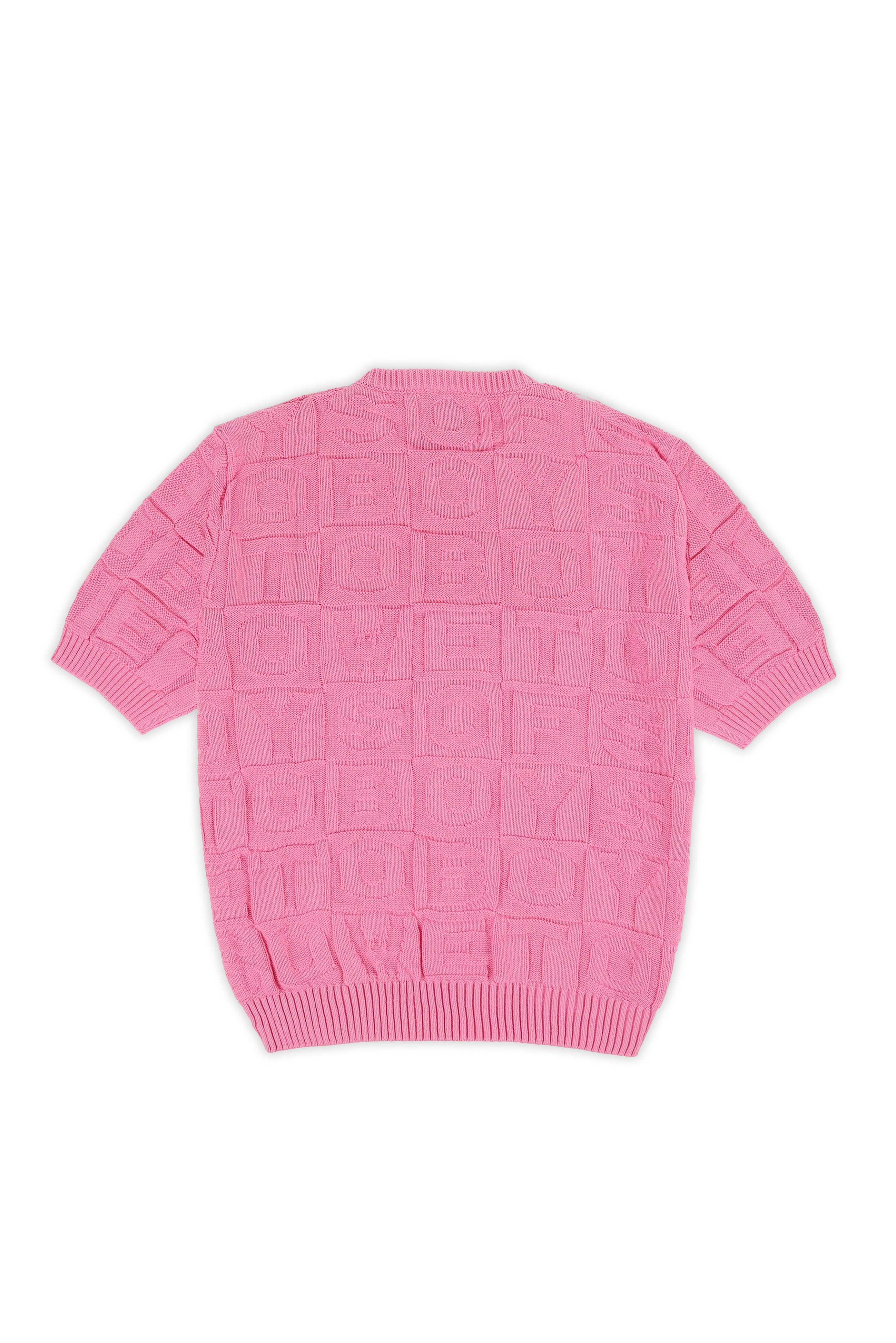 Embossed Crewneck Knit t-shirt - Pink