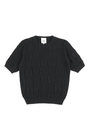 Embossed Crewneck Knit t-shirt - Black