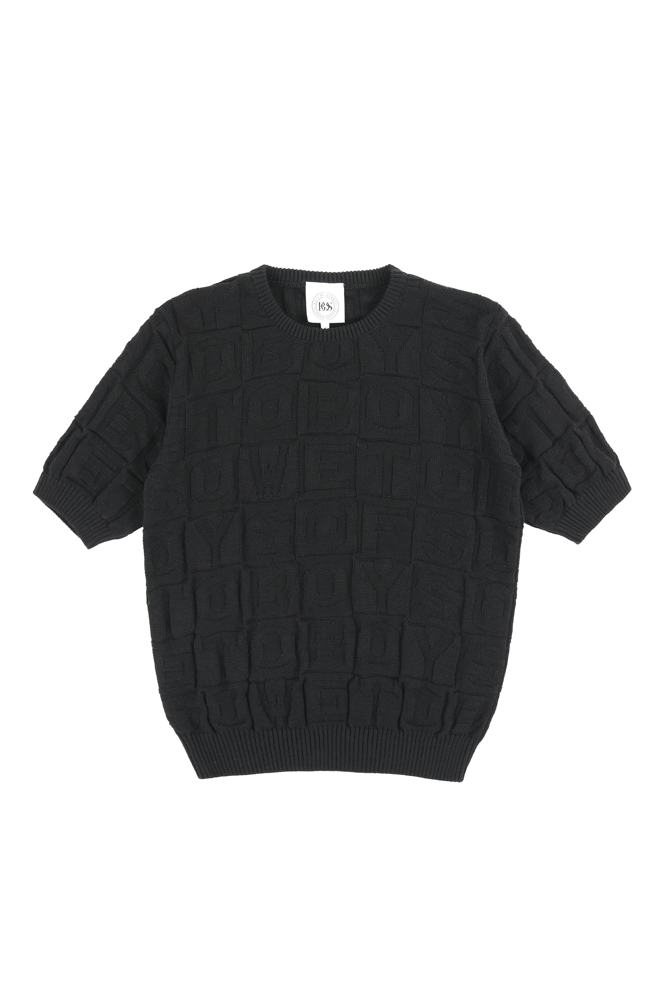 Embossed Crewneck Knit t-shirt - Black