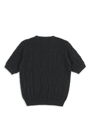 Embossed Crewneck Knit t-shirt - Black