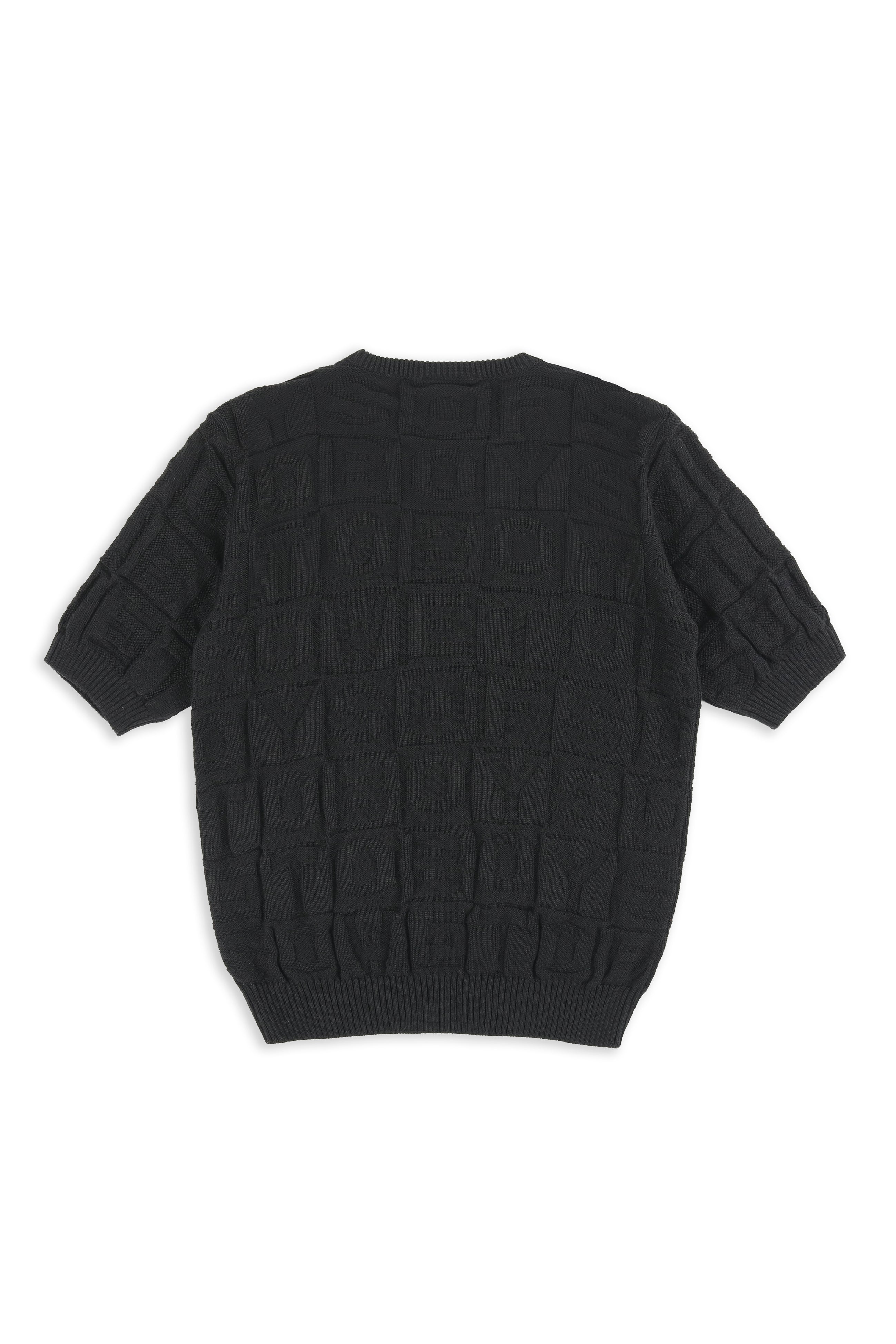 Embossed Crewneck Knit t-shirt - Black