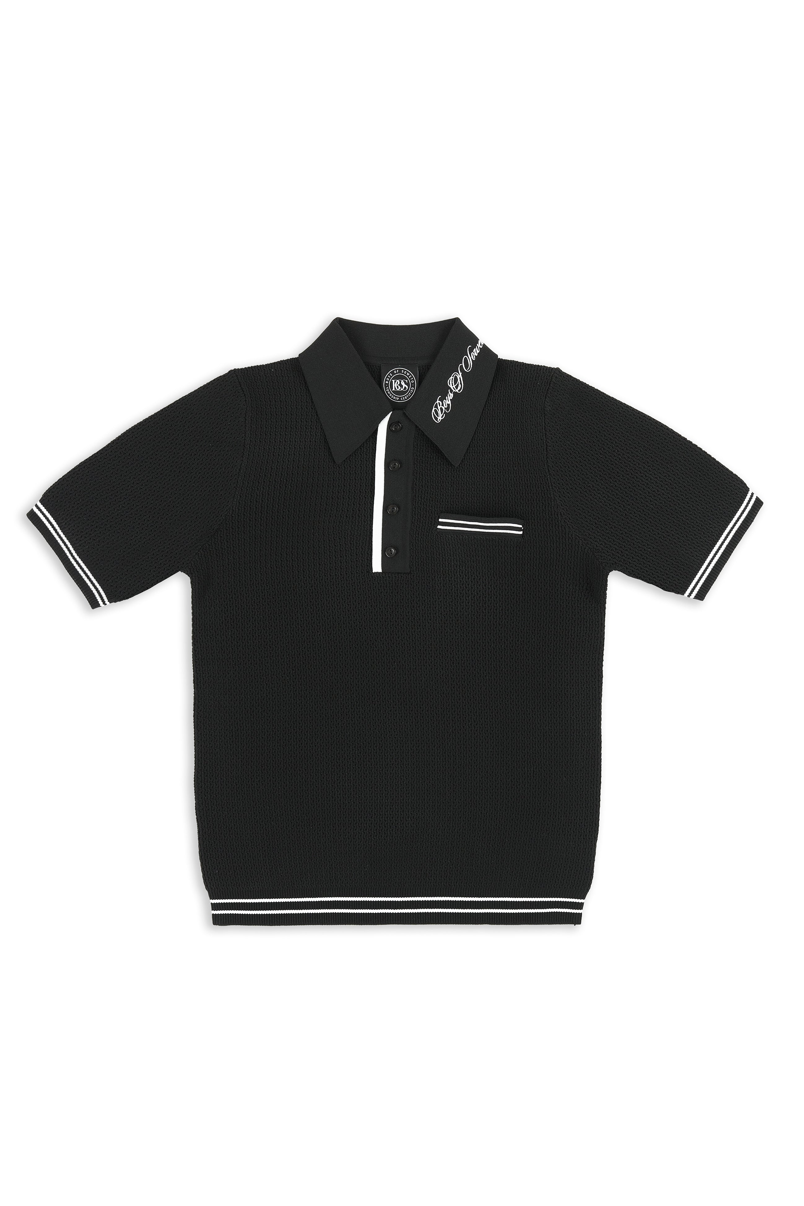 Jecquard Retro Golf T-shirt - Black