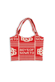 BOS Pattern Handbag - Red & Ecru