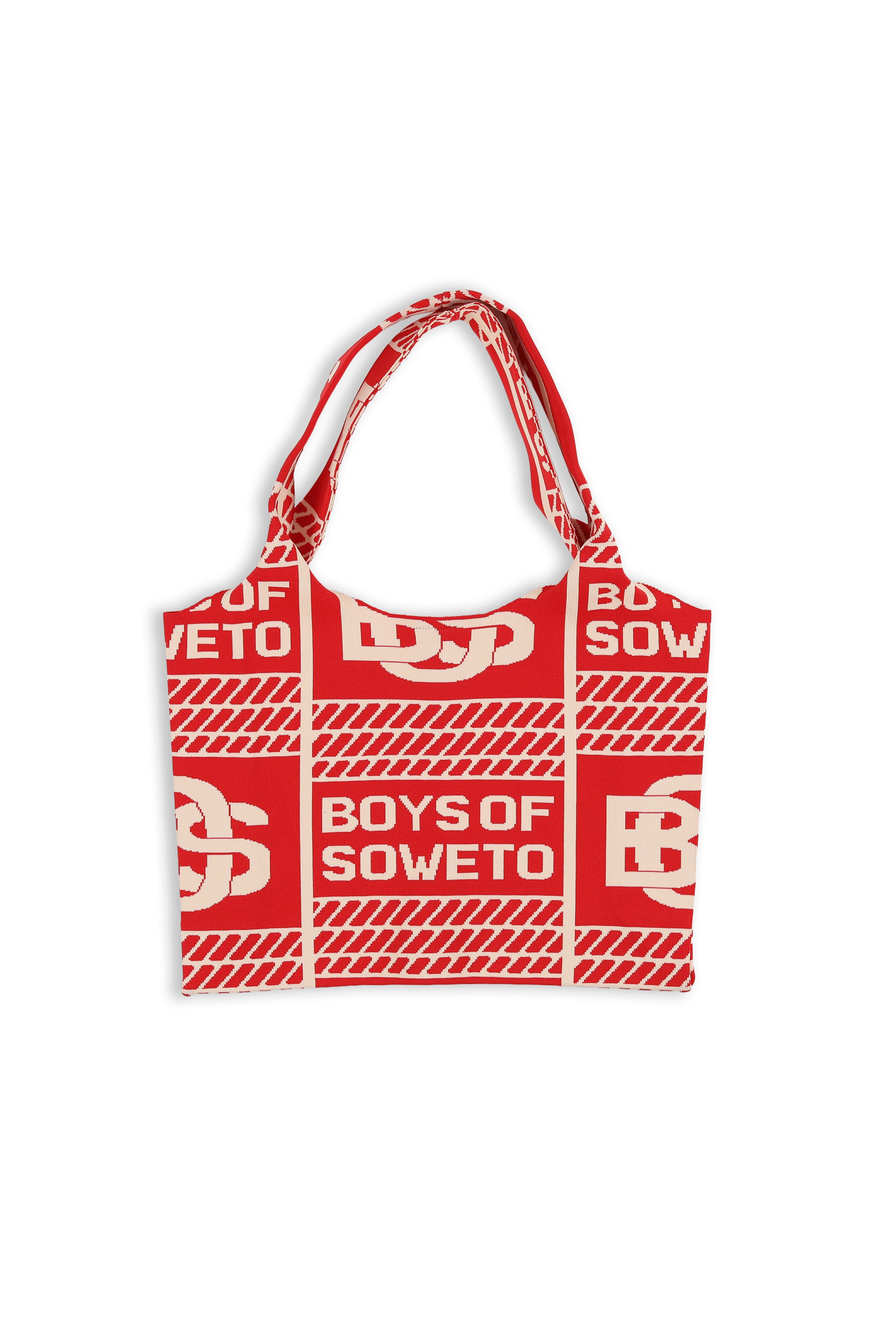 BOS Pattern Handbag - Red & Ecru