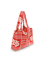 BOS Pattern Handbag - Red & Ecru
