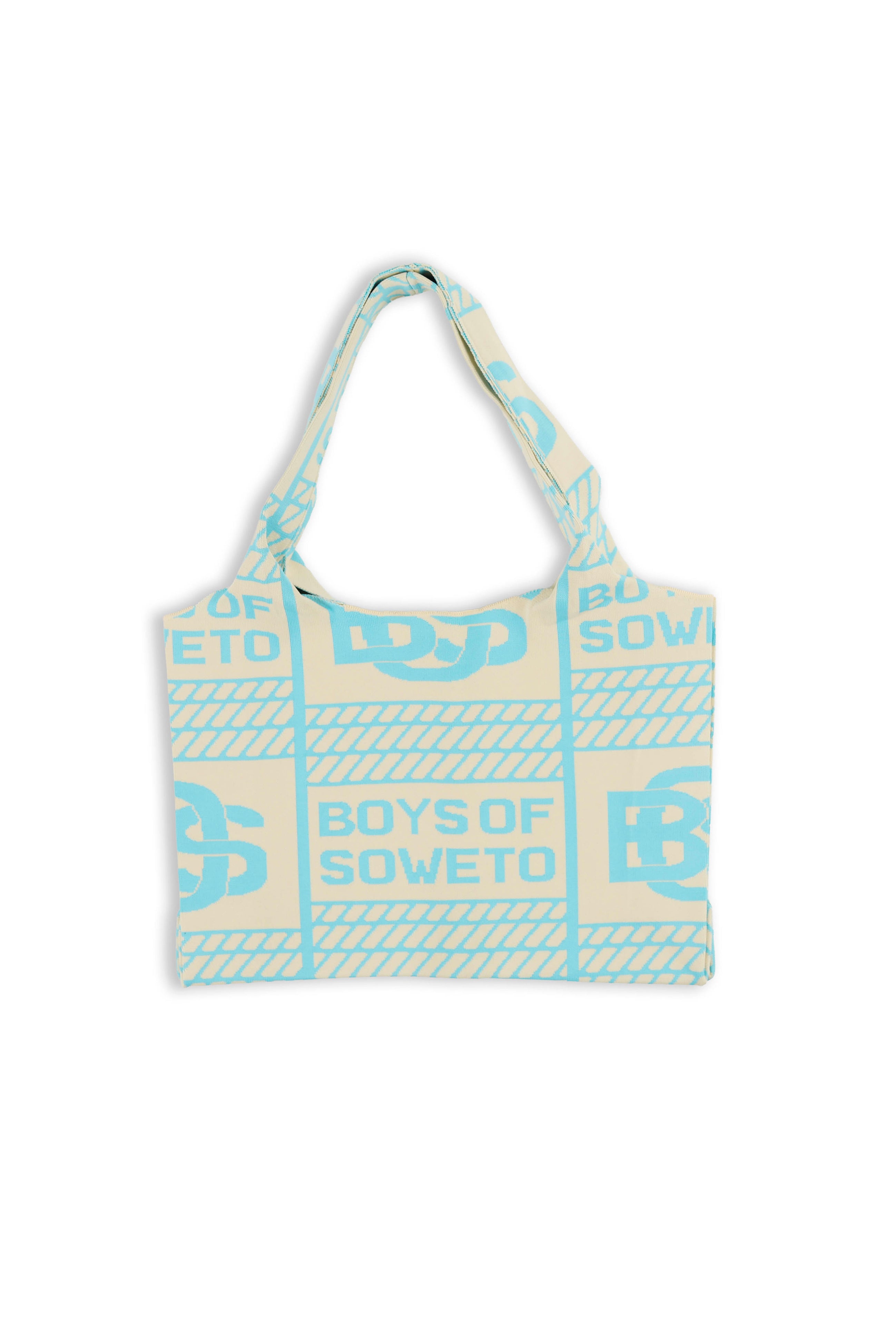 BOS Pattern Handbag - Ecru & Blue