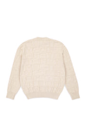 Embossed Crewneck Knit Jumper - Ecru