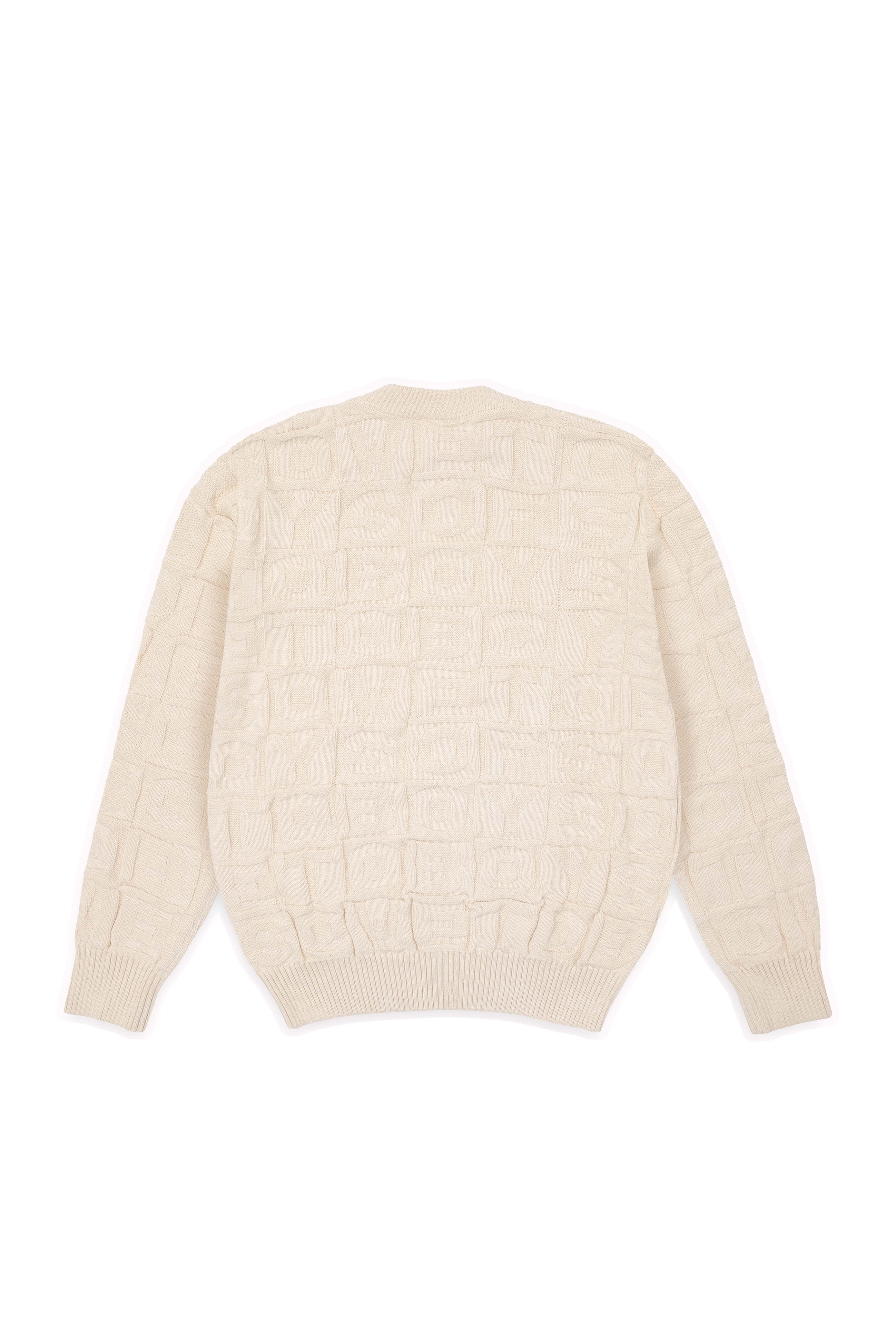 Embossed Crewneck Knit Jumper - Ecru