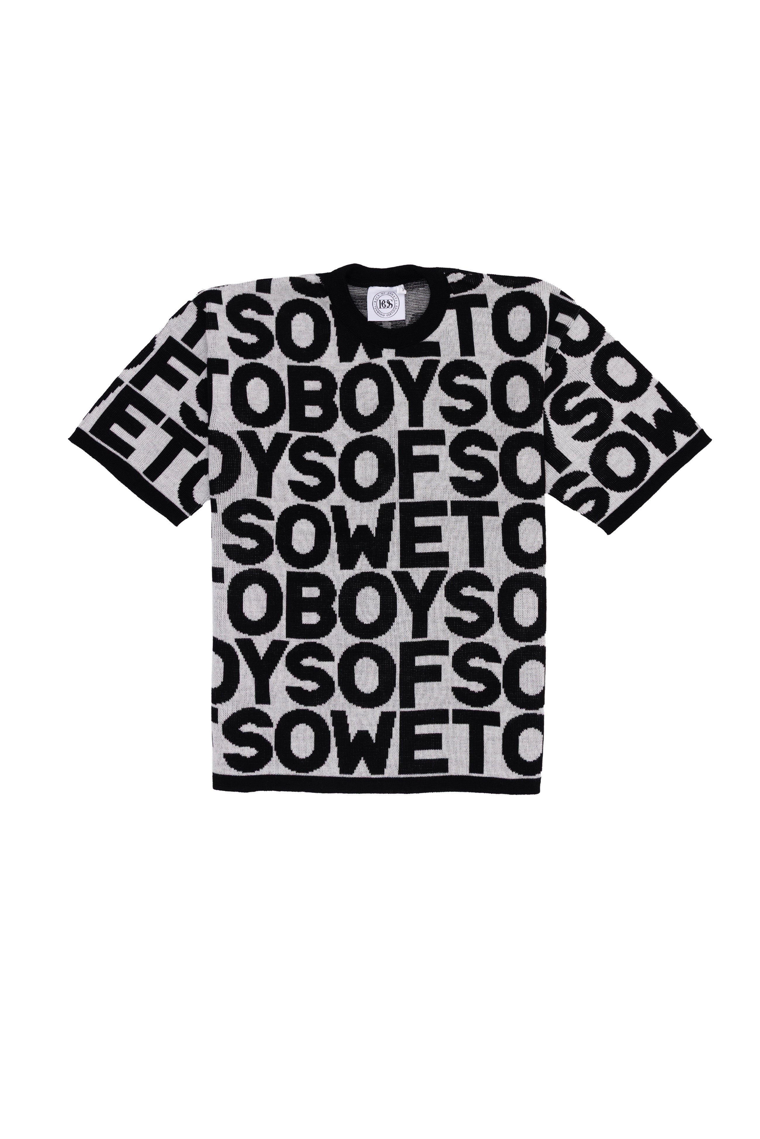 Crewneck Knit Tee - White & Black