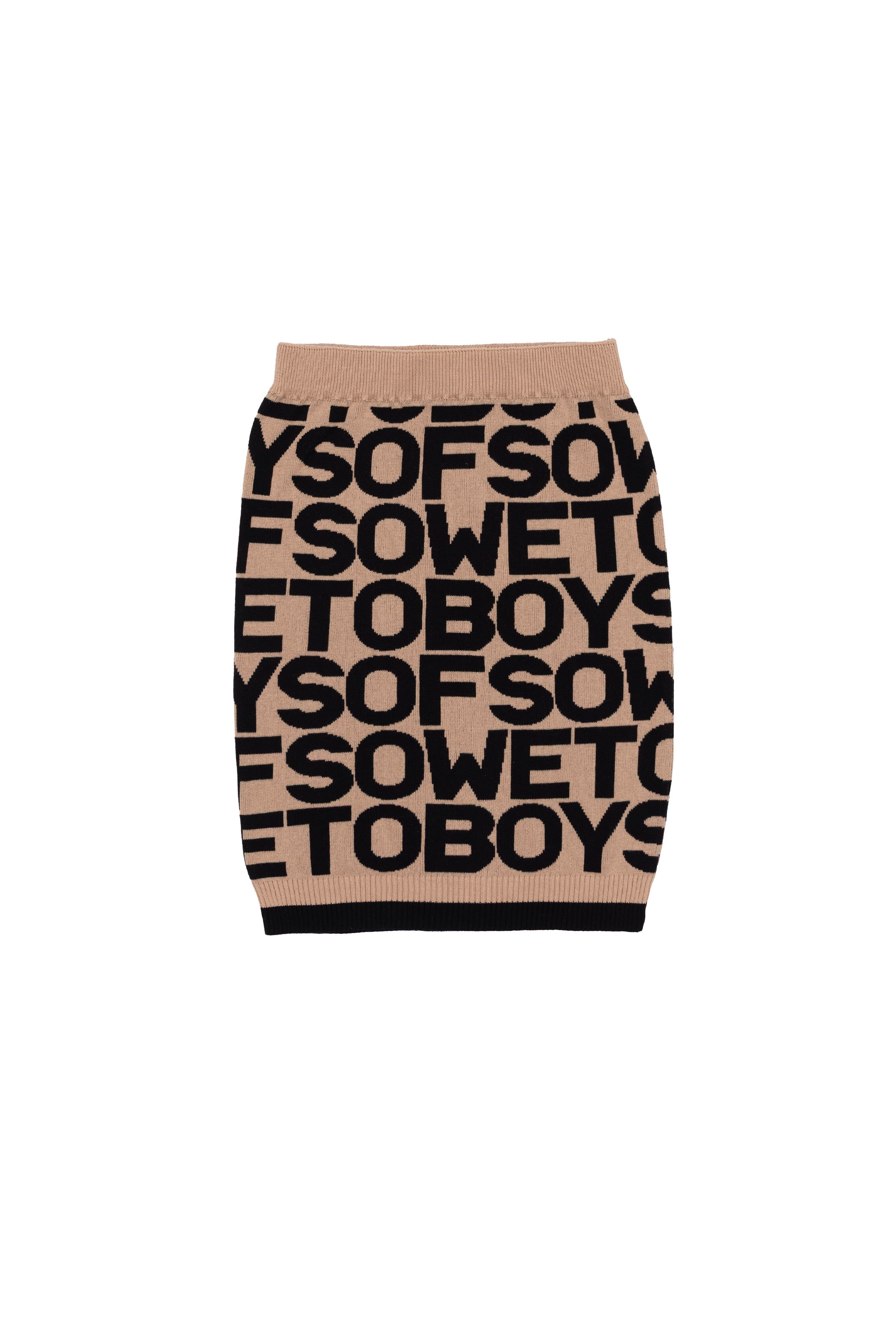 All-Over Print  Short Skirt - Beige & Black