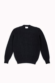 Embossed Crewneck Knit Jumper - Black