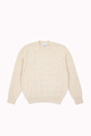 Embossed Crewneck Knit Jumper - Ecru