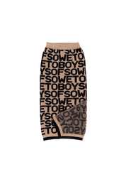 All-Over Print  Long Skirt - Beige & Black