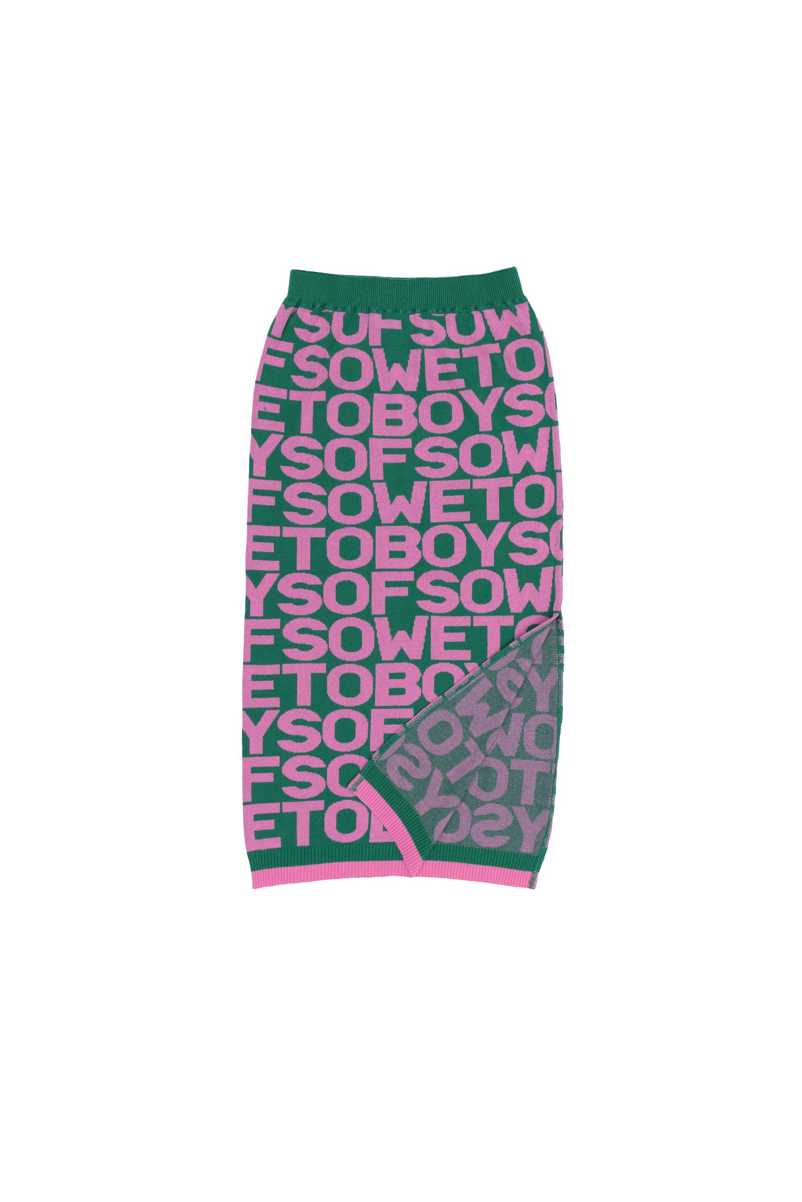 All-Over Print long Skirt - Pink & Green
